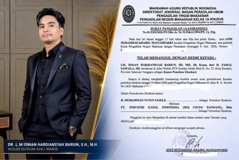 Kuasa hukum para ahli waris, Dr. LM Isman Hardiansyah, S.H., M.H. (Foto: ist)