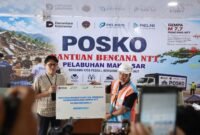 PT Pelindo bersama PT Pelni mengirim bantuan kemanusiaan untuk korban gempa bumi di Nusa Tenggara Timur (NTT). Foto : dok. Pelindo Makassar