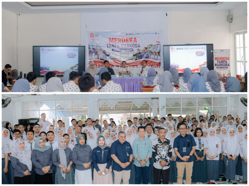 PT Pelabuhan Indonesia (Persero) Regional 4 bersama PT Pelindo Jasa Maritim menggandeng BNN Sulawesi Selatan untuk memberikan edukasi bahaya narkoba kepada pelajar di Makassar. Foto : Doc Pelindo 